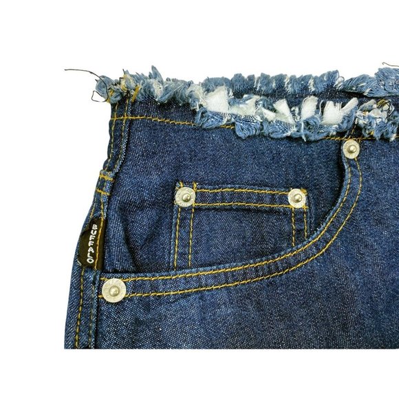 Buffalo David Bitton Mini Skirt 28 Denim Pockets Blue Raw Waistband Dark Wash - Picture 4 of 7